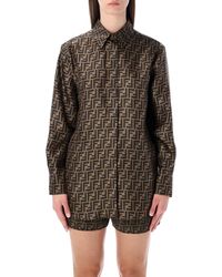Fendi - Ff Silk Jacquard Oversized Shirt - Lyst