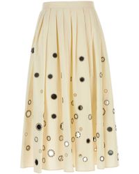 Prada - Cream Cotton Skirt - Lyst