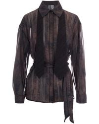 Liu Jo - Dark Digital Print Metallic Shirt - Lyst