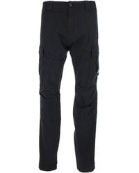 C.P. Company - Cargo Pants With Two Cargo Pockets On The Front And Logo Plaque On The Side - Lyst