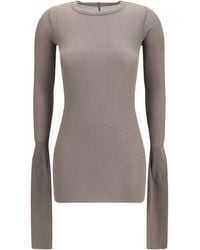 Rick Owens - Long-Sleeve Ribbed Top - Lyst