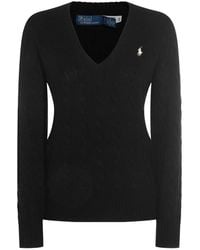 Ralph Lauren - Cable-Knit V-Neck Sweater - Lyst