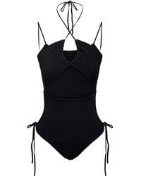 ANDREADAMO - Ribbed Body-Suit With Cut-Out Detail And Halterneck - Lyst
