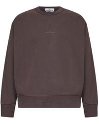 Stone Island - Dark Burgundy Brushed Organic Cotton Printed Sweatshirt - Lyst