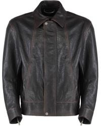 Golden Goose - Burgundy Leather Bomber Jacket Ovine - Lyst