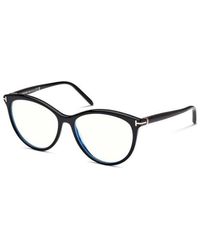 Tom Ford - Eyeglasses Round Full Rim, Shiny Frame And Clear--Light Block Lenses Lens Ft5990-B001 Sunglasses - Lyst