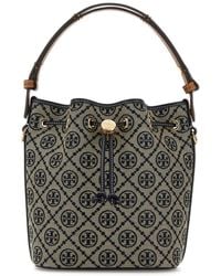 Tory Burch - Embroidered Fabric Mini T Monogram Bucket Bag - Lyst
