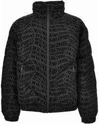 Versace - S Short Down Jacket With All-Over Logo - Lyst
