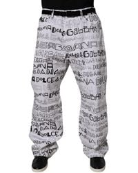 Dolce & Gabbana - Logo Print Straight Denim Jeans - Lyst
