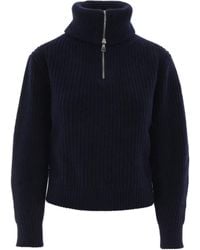 Weekend by Maxmara - Half-Zip Ribbed Virgin Wool Sweater Tops - Lyst