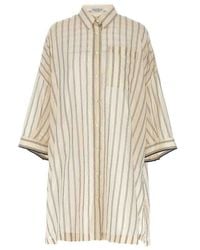 Brunello Cucinelli - Brunello Cucinelli Striped Silk Blend Shirt - Lyst