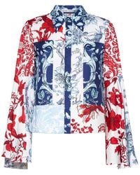 Alice + Olivia - Willa Floral-Printed Bell-Sleeved Blouse - Lyst