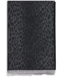 Gucci - Leopard-Print Wool Scarf With Monogram Merino Ovis Aries Scarfs - Lyst