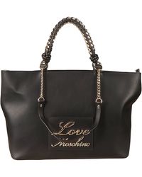 Love Moschino - Signature Logo Detail Chain Embellished Tote - Lyst