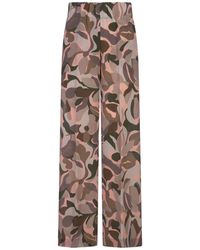 Aspesi - Multicoloured Printed Silk Crepe De Chine Trousers - Lyst