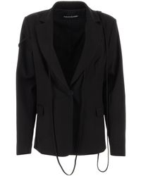 ANDREA ADAMO - Tailored Blazer Jacket With Tie Detail - Lyst