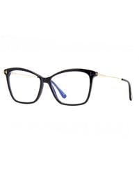Tom Ford - Eyeglasses Cat Eye Full Rim, Shiny Light Frame And Clear--Light Block Lenses Lens Ft5687-B045 Sunglasses - Lyst