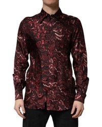 Dolce & Gabbana - Patterned Collared Dress Shirt Silk - Lyst
