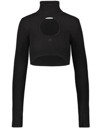 Courreges - Cropped Sweater Circle Mockneck Rib Knit Clothing - Lyst