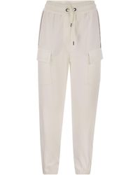 Brunello Cucinelli - Smooth Cotton Fleece Cargo Pants With Monile - Lyst