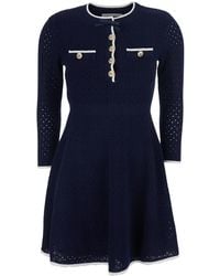 Self-Portrait - Mini Dress With Bow Detail On The Front - Lyst