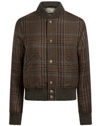 Etro - Wool Bomber Jacket With Peacock Embroidery And Prince Of Wales Motif - Lyst