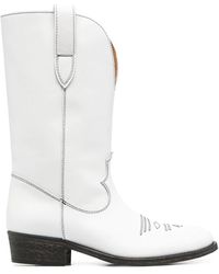 Via Roma 15 White Leather Western Boots
