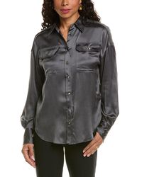 Brunello Cucinelli - Charcoal Silk Relaxed Shirt - Lyst