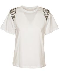 Alberta Ferretti - Rhinestone Embellished Round Neck T-Shirt - Lyst