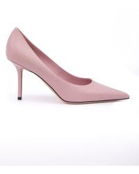 Jimmy Choo - Pink Lizard Printed Leather Love 85 Pumps - Lyst