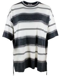 Brunello Cucinelli - Oversized Sweater With Stripes And Lurex - Lyst