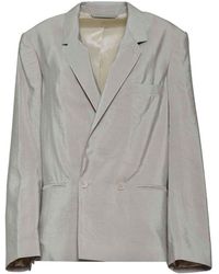 Lemaire - Double-breasted Long-sleeved Crinkled Blazer - Lyst