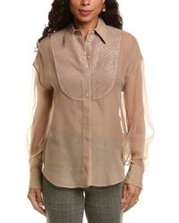 Brunello Cucinelli - Almond Butter Silk Shirt - Lyst