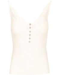 Self-Portrait - Lace Rib Knit Top - Lyst