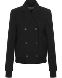 Sportmax - Fascia Double-breasted Bomber Jacket In Stretch Wool - Lyst