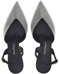 Ferragamo - Crystal Embellished Slingback Pumps - Lyst