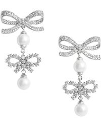 Self-Portrait - Colored Earings With Double Bow And Crystal Embellishments - Lyst