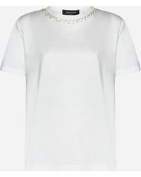 Fabiana Filippi - Rhinestone Cotton T-Shirt - Lyst