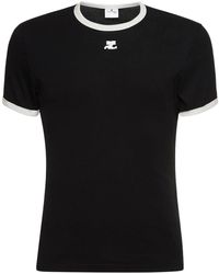 Courreges - Black Cotton Bumpy T-shirt - Lyst