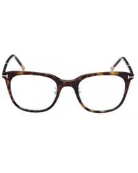 Tom Ford - Eyeglasses Square Full Rim, Dark Havana Frame And Clear Light Block Lens Ft5776-D-B052 - Lyst