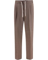 Brunello Cucinelli - Herringbone Linen And Wool Pants - Lyst
