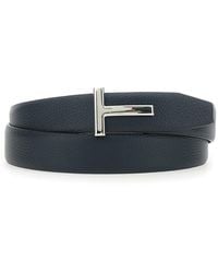 Tom Ford - Reversible Belt With T Buckle Closure And Embossed Crocodile Effect - Lyst