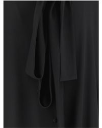 Balenciaga - Silk Georgette Blouse With Lavalliere Collar Knitwear - Lyst