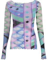 Emilio Pucci - Printed Long-Sleeve Top - Lyst
