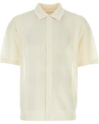 Prada Ivory Silk Blend Polo Shirt in White for Men | Lyst