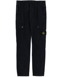 Stone Island - Cargo Pants With Logo Patch Cotton Trousers - Lyst