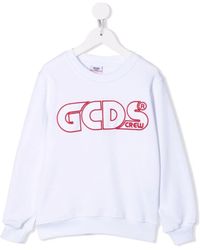 GCDS Mini Kids White Sweatshirt With Red Profiled Logo