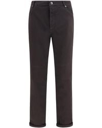 Brunello Cucinelli - Jeans With Turn-Up Hem Cotton; Elastane - Lyst