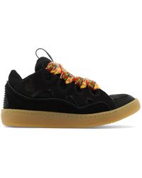 Lanvin - Curb Panelled Lace-Up Sneakers - Lyst
