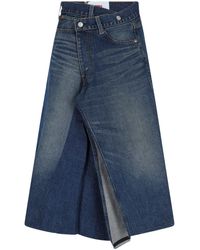 Junya Watanabe - Logo Midi Denim Skirt - Lyst